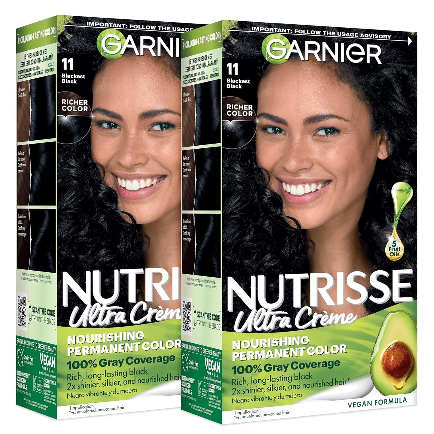 Garnier Nutrisse Ultra Crème Hair Color, Permanent Hair Dye with 100% Gray Coverage, Vegan & Cruelty-Free, 33 Darkest Golden Brown (Caramel Fudge), 1 Count