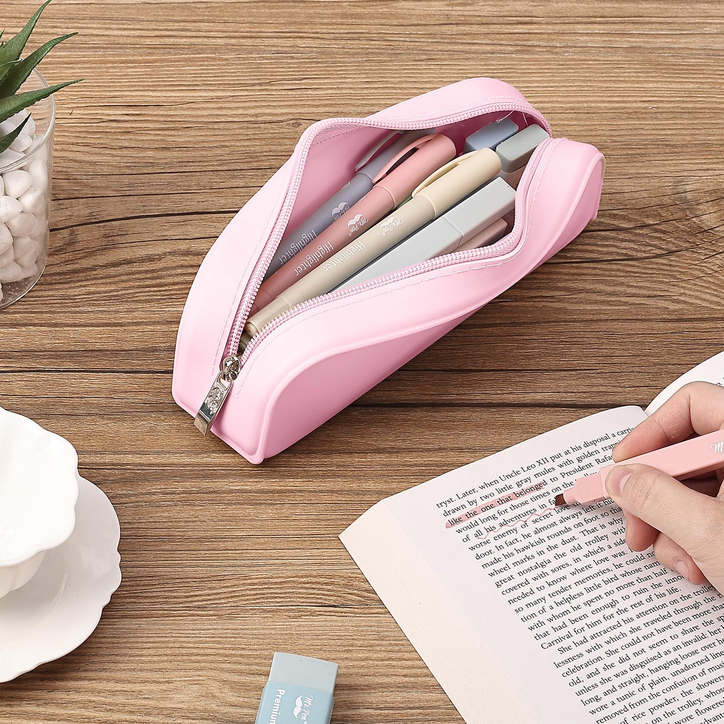 Mr. Pen- Silicone Pencil Case, Aesthetic Pencil Bag for Women, Makeup Pouch
