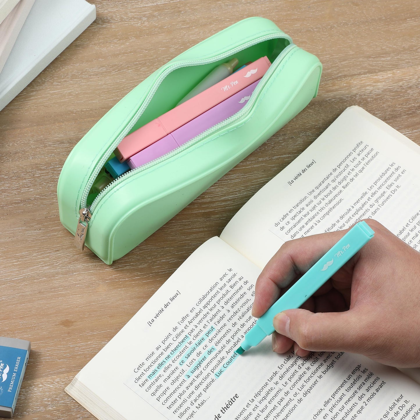 Mr. Pen- Silicone Pencil Case, Aesthetic Pencil Bag for Women, Makeup Pouch