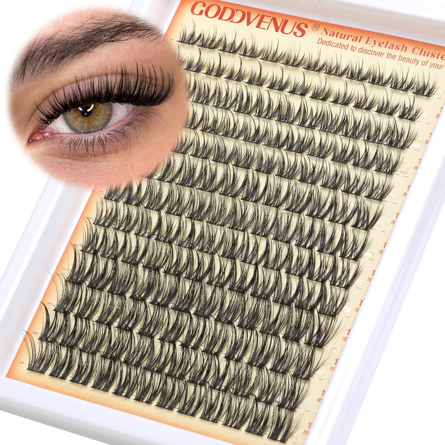 Goddvenus Brown Wispy Eye Lash Clusters Kit Natural Cluster Eyelash Extensions Kit False Eyelash Clusters Fluffy DIY Individual Lash Extensions Kit C Curl