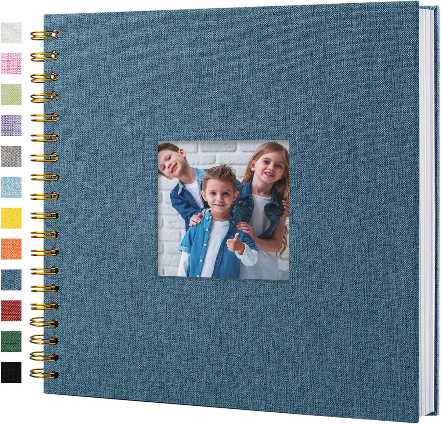 12"x12" Scrapbook Photo Album Linen Cover 40 Sheets 80 Pages White Paper