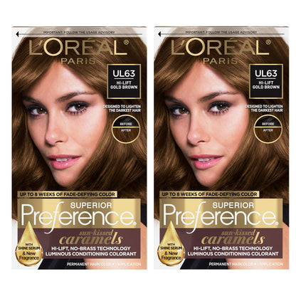 L'Oreal Paris Superior Preference Luminous Fade-Defying Permanent Hair Color, Hair Dye For Up to 9 Weeks of Radiance, Medium Brown 5, 1 Hair Dye Kit