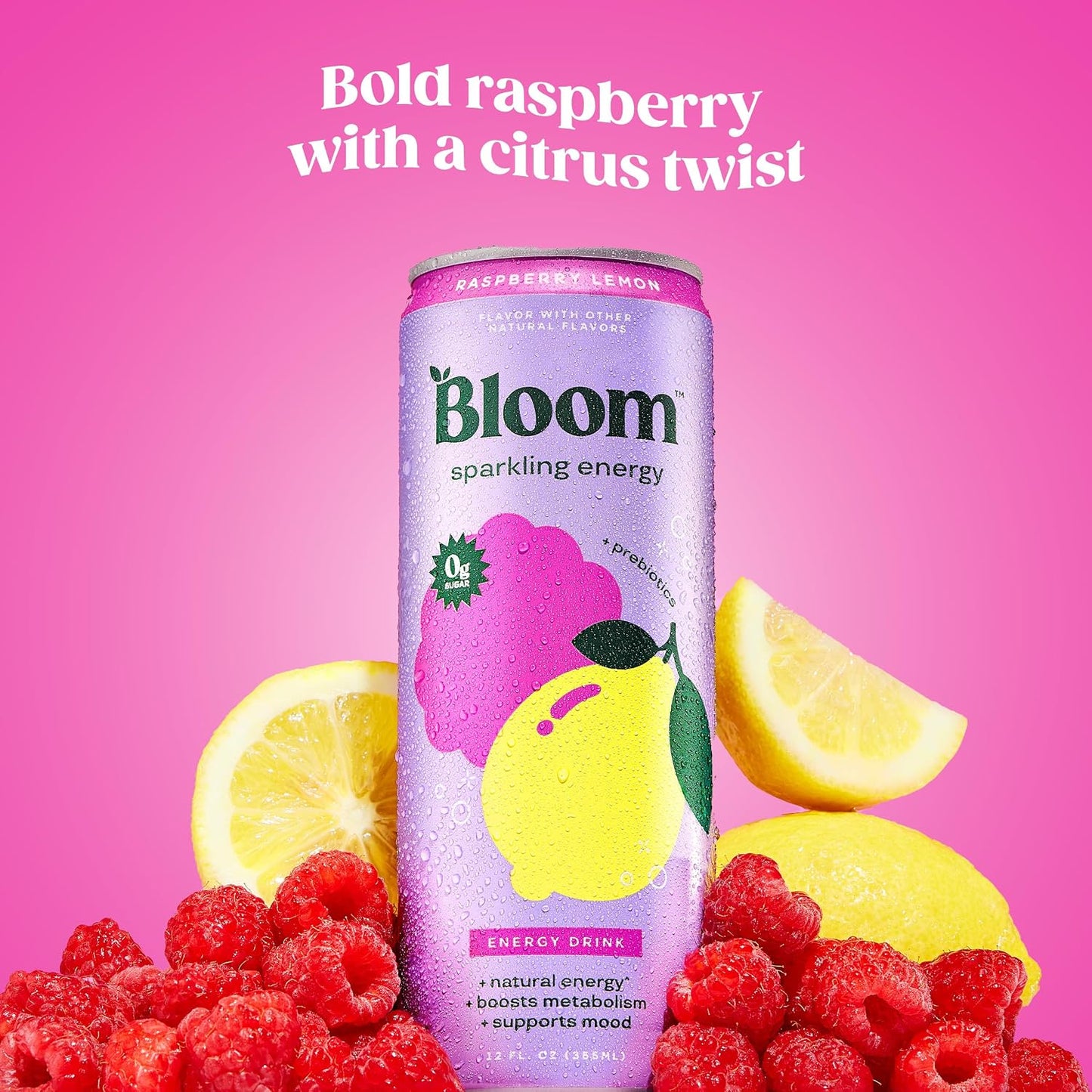 Bloom Nutrition Zero Sugar Energy Drink, Apple Crisp, 12oz 12pk