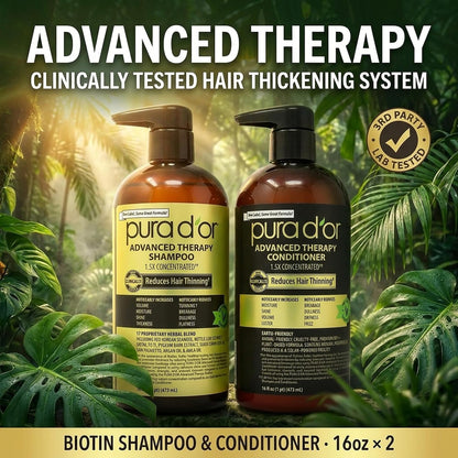 PURA D'OR Deep Moisturizing Biotin Hair Regrwoth Conditioner Thickens, Softens, & Moisturizes Dry, Frizzy, Damaged Hair w/Argan Oil, Pumpkin, Rosemary, Honeysuckle, Vitamin E, Men & Women, 16oz