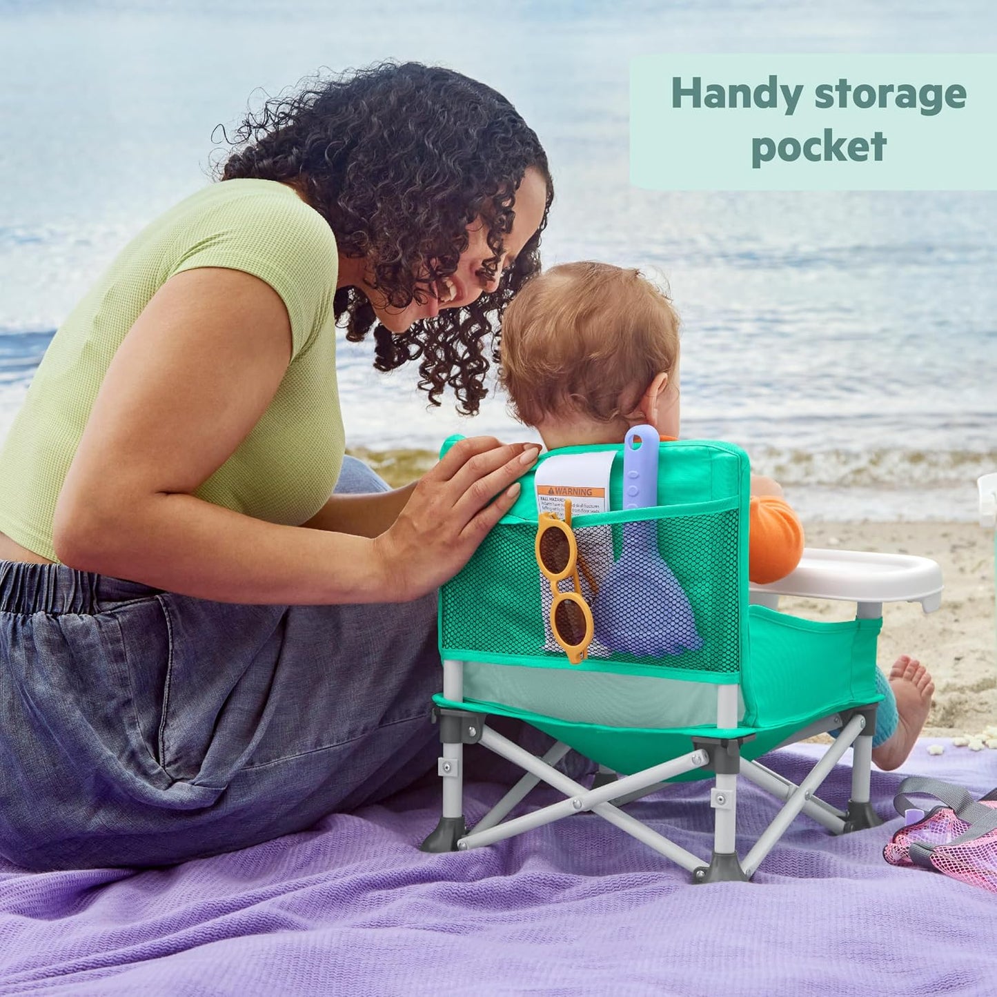 Bright Starts Pop 'N Sit Portable Booster, Indoor/Outdoor Use, Floor Seat with Feeding Tray, Teal, 6 Mos - 3 Yrs