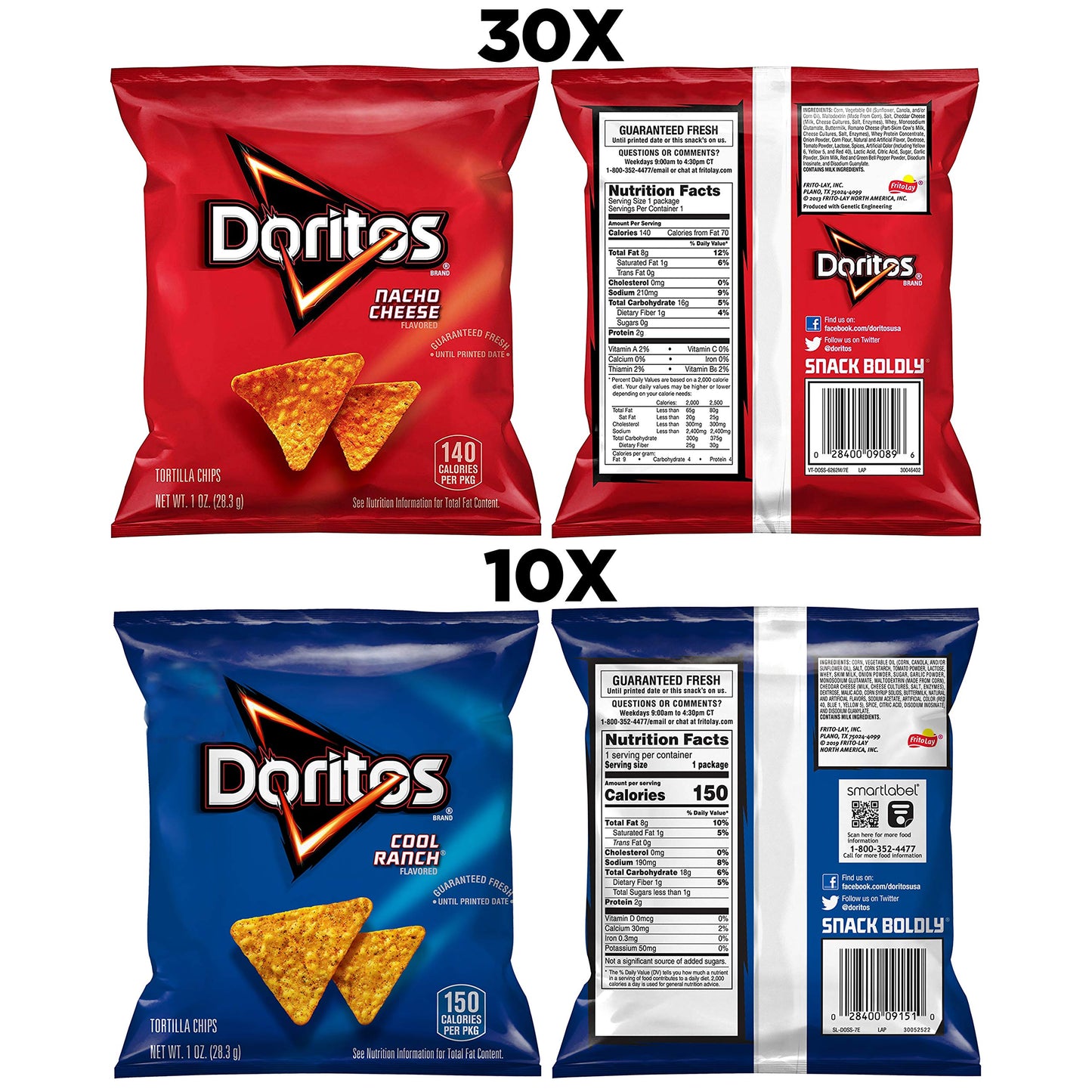 Doritos Flavored Tortilla Chips, Nacho Cheese, 1 Ounce (Pack of 40)