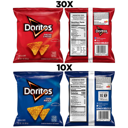 Doritos Flavored Tortilla Chips, Nacho Cheese, 1 Ounce (Pack of 40)