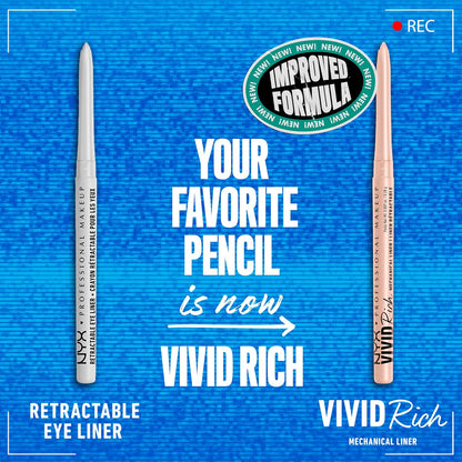 NYX PROFESSIONAL MAKEUP Mechanical Eye Pencil,Vivid Rich Mechanical, Creamy Retractable Eyeliner - Always Onyx, Black Eyeliner