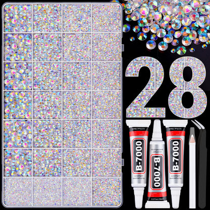 Rainbow Flatback Rhinestones for Crafting and 3PCS B7000 Glue (Set 1), 2 Boxes of 4500 PCS Resin Rhinestones Gems Charms for Bedazzling DIY Crafts Tumblers Shoes Fabric Clothing Nail Art