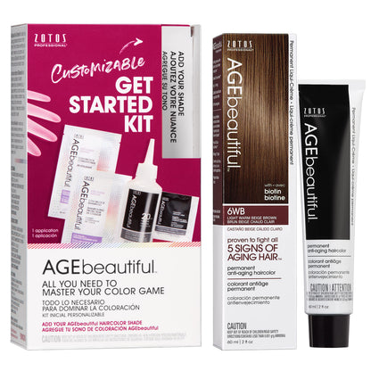 AGE beautiful Permanent Hair Color Cream, 100% Gray Coverage Hair Dye with Biotin Anti-Aging Formula for Fuller, Thicker Hair, Professional Salon Quality