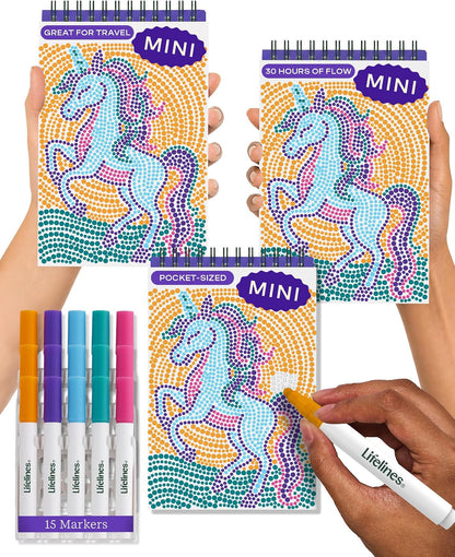 Lifelines FlowArt Mini Activity Pads, 3-Pack, Dot-by-Letter Coloring Books