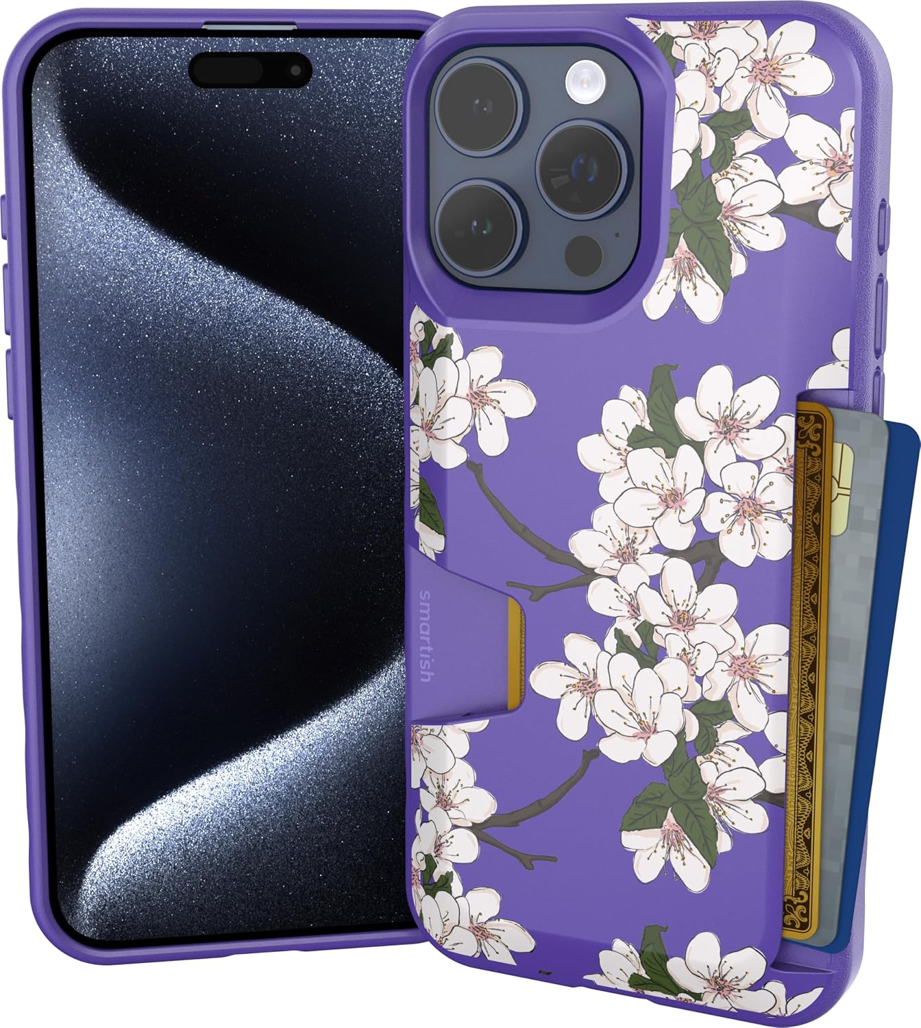 Smartish® iPhone 13 Wallet Case - Wallet Slayer Vol. 1 [Slim + Protective] Credit Card Holder - Drop Tested Hidden Credit Card Slot Cover for Apple iPhone 13 - Black Tie Affair