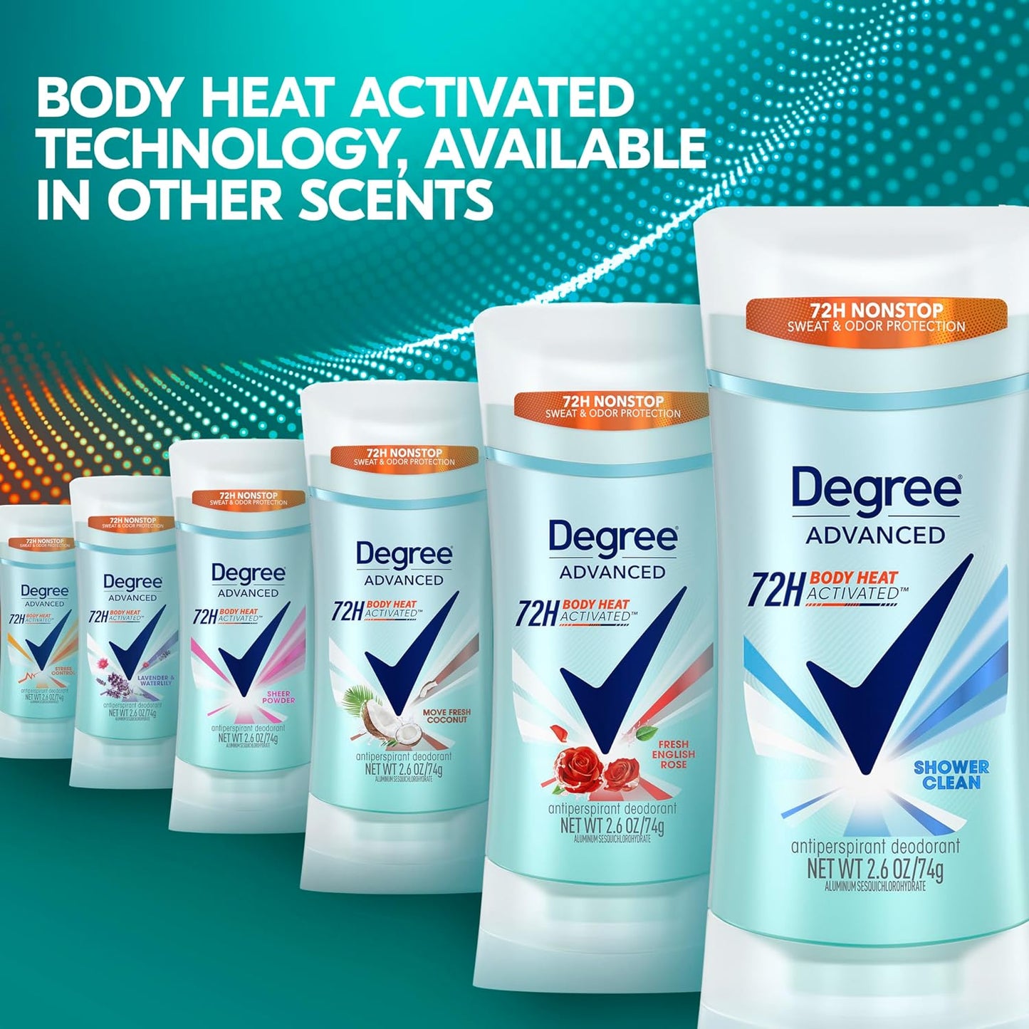 Degree Antiperspirant Deodorant Sexy Intrigue 72-Hour Sweat & Odor Protection Antiperspirant Deodorant For Women with Body Heat Activated Technology 2.6 oz (Pack of 2)