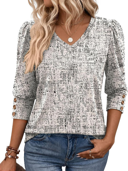 Zeagoo Womens 3/4 Sleeve V Neck T Shirts Dressy Casual Tops