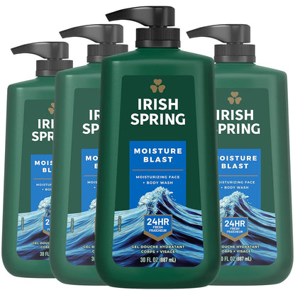 Irish Spring Mens Body Wash, Moisture Blast Body Wash for Men, Feel Fresh All Day, 30 Oz Pump Bottle