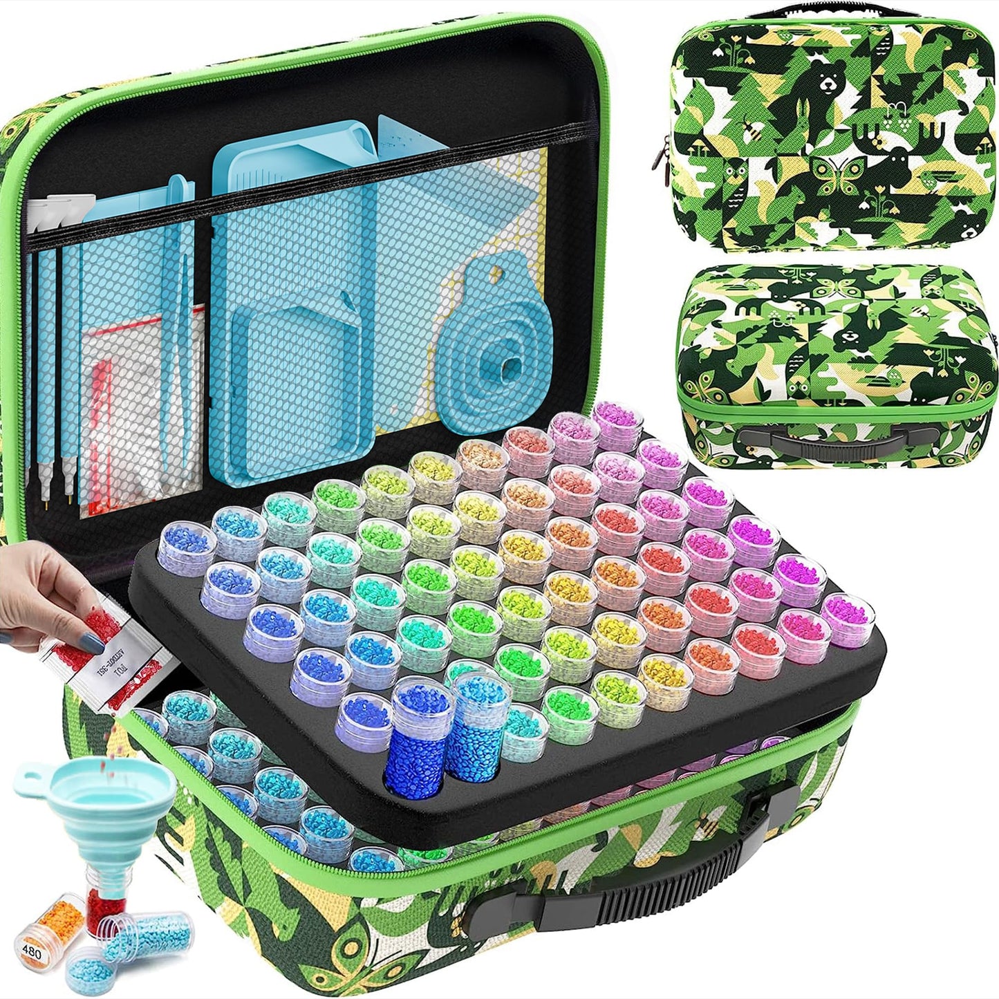 ARTDOT 60 Slots Storage Container for Diamond Art Kits for Adults, Portable Bead Storage Boxes for Diamond Painting Accessories and Tools