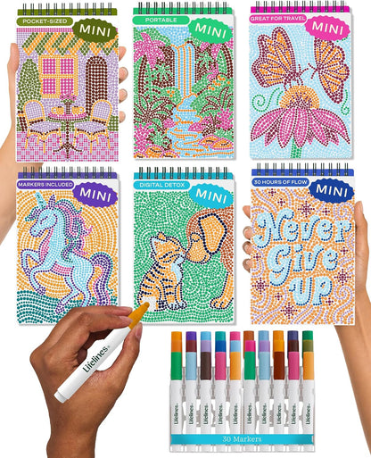 Lifelines FlowArt Mini Activity Pads, 3-Pack, Dot-by-Letter Coloring Books