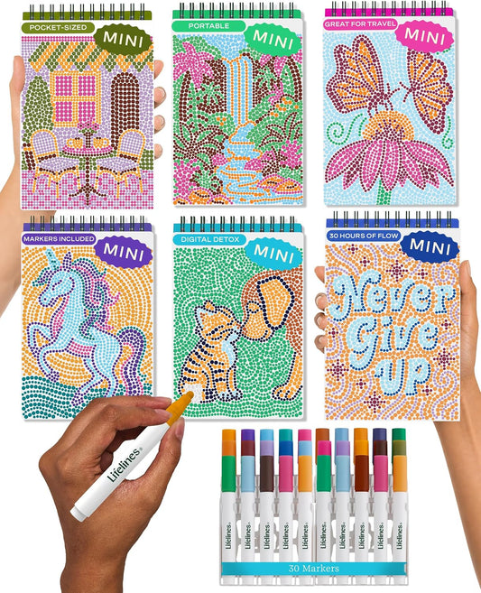 Lifelines FlowArt Mini Activity Pads, 3-Pack, Dot-by-Letter Coloring Books