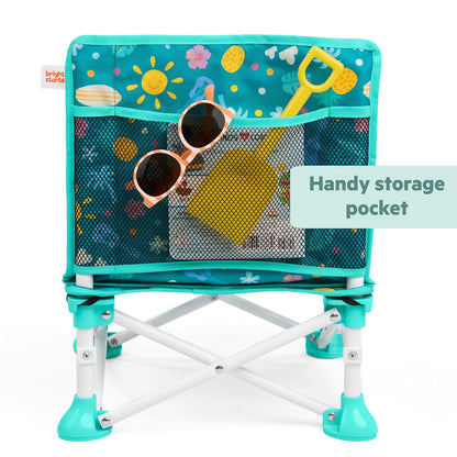Bright Starts Pop 'N Sit Portable Booster, Indoor/Outdoor Use, Floor Seat with Feeding Tray, Teal, 6 Mos - 3 Yrs