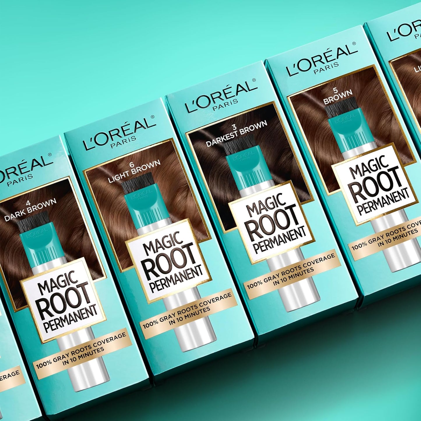 L'Oreal Paris Magic Root Permanent Hair Color Kit, 100% Gray Hair Coverage In Just 10 Minutes, Precision Brush Applicator for Seamless Application, 4 Dark Brown (2 Count)