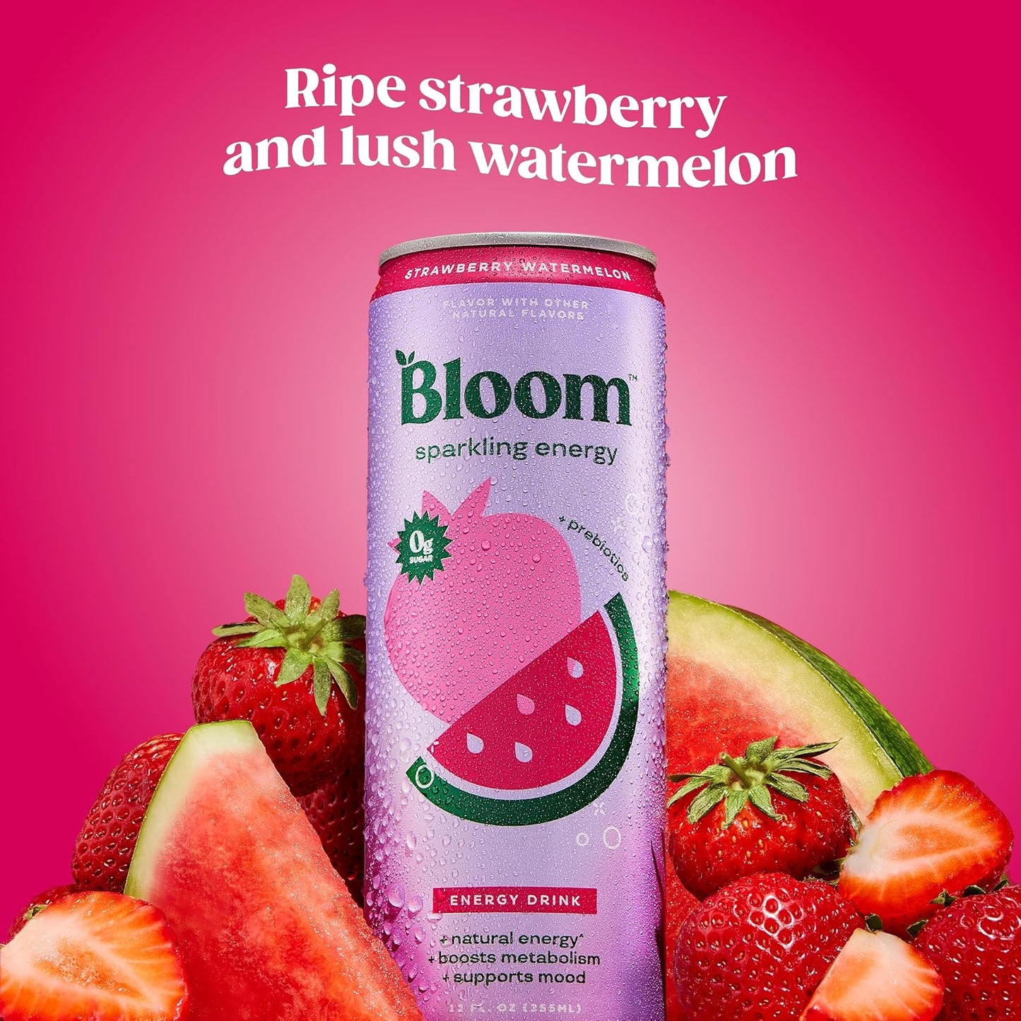 Bloom Nutrition Zero Sugar Energy Drink, Apple Crisp, 12oz 12pk