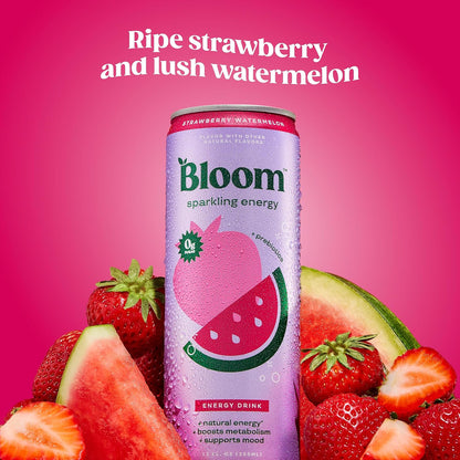 Bloom Nutrition Zero Sugar Energy Drink, Apple Crisp, 12oz 12pk