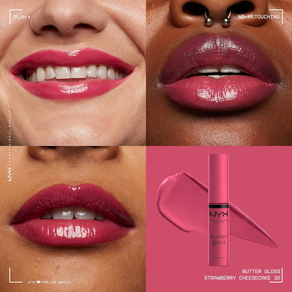 NYX PROFESSIONAL MAKEUP Butter Gloss, Non-Sticky Lip Gloss - Praline (Deep Nude)