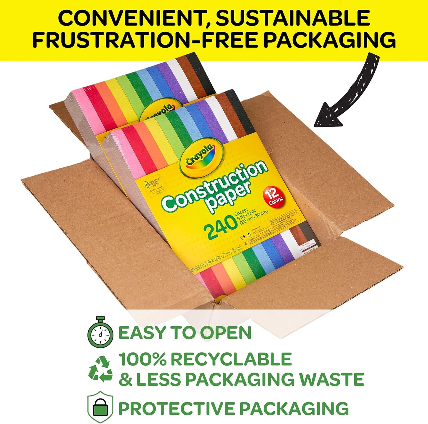 Crayola Construction Paper Bulk Pack (480 Sheets) – 10 Assorted Colors, 9x12, Teacher School Supplies & Classroom Must Haves, Card Making Craft Supplies, Art Paper | 9x12 Construction Paper, Teacher School Supplies & Classroom Must Haves, Card Making Craf