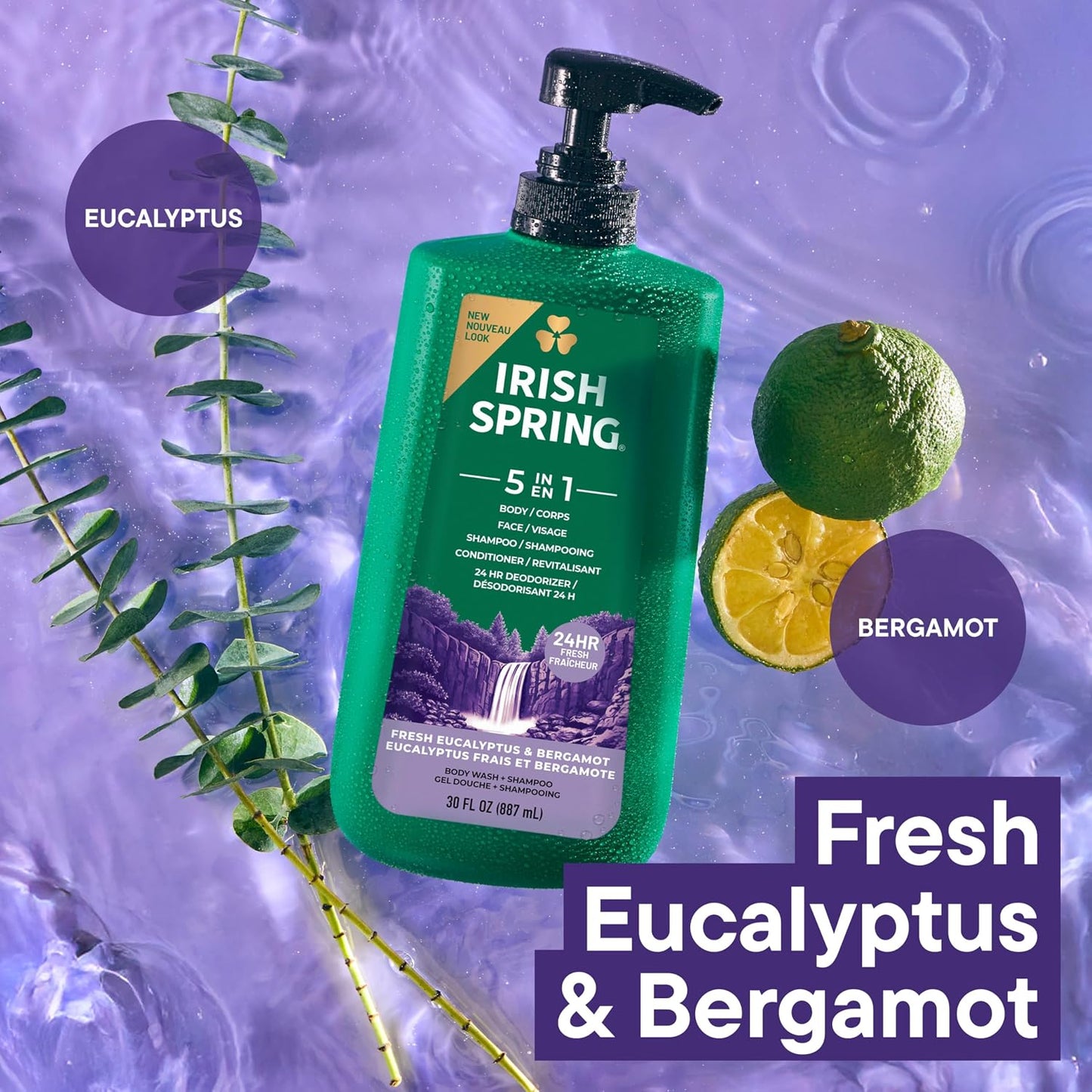 Irish Spring Mens Body Wash, Moisture Blast Body Wash for Men, Feel Fresh All Day, 30 Oz Pump Bottle