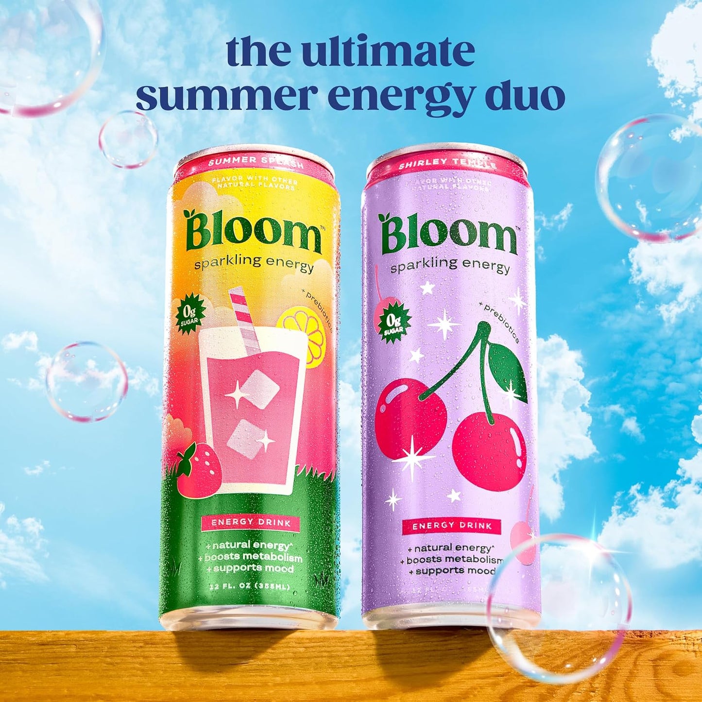 Bloom Nutrition Zero Sugar Energy Drink, Apple Crisp, 12oz 12pk