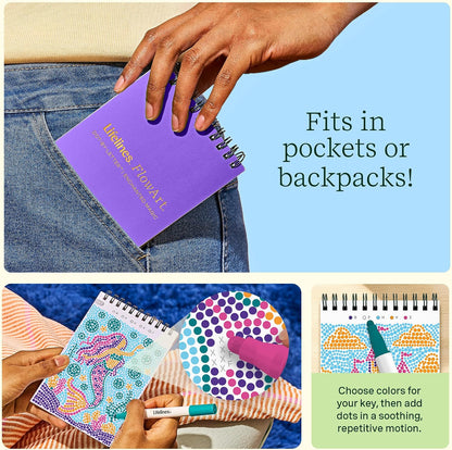 Lifelines FlowArt Mini Activity Pads, 3-Pack, Dot-by-Letter Coloring Books