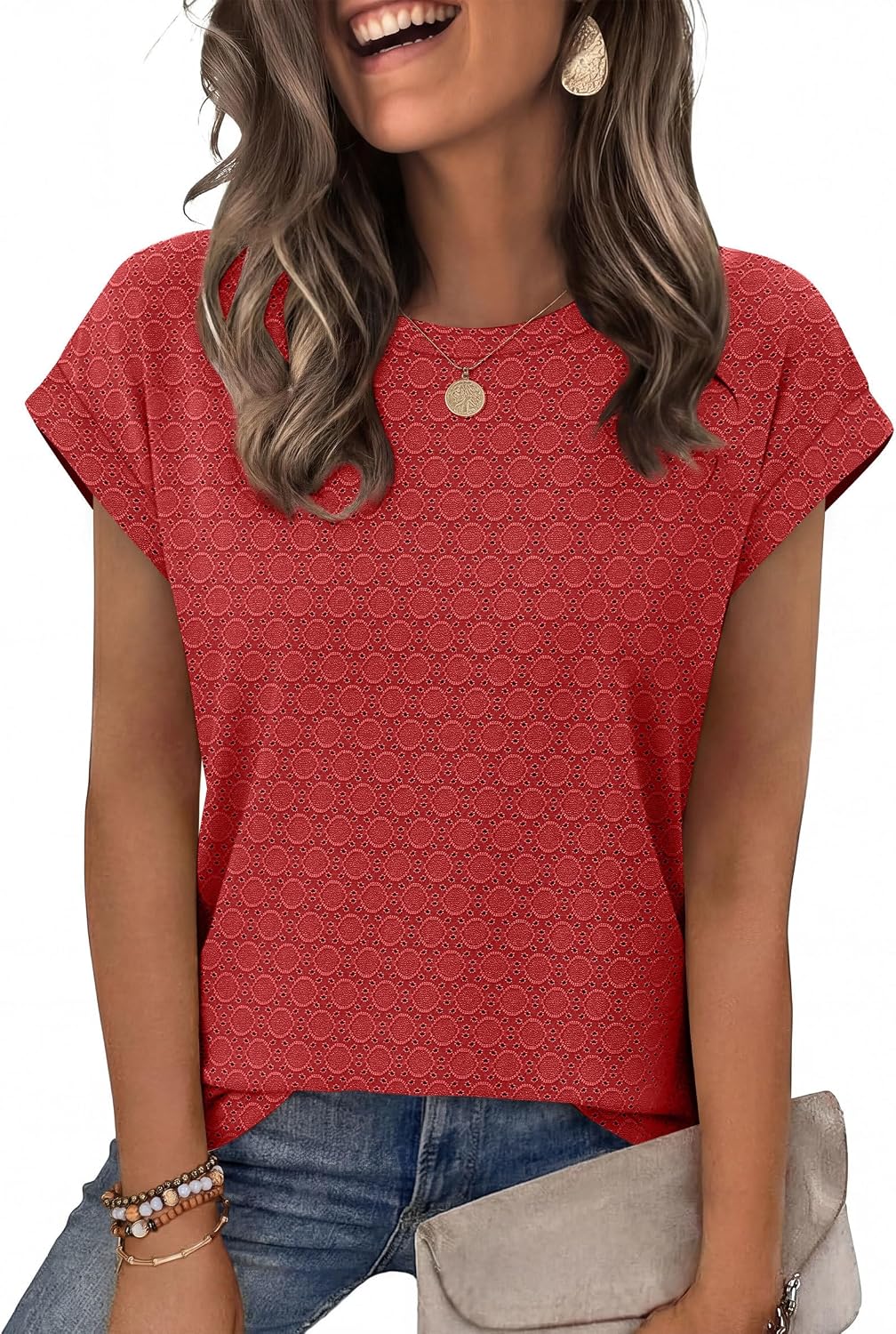 Alaroo Womens Summer Tops Short Sleeve Shirts Crew Neck Tshirt Cute Trendy Tunic Blouses (S-3XL)