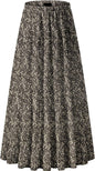 NASHALYLY Women's Chiffon Elastic High Waist Pleated A-Line Maxi Skirts