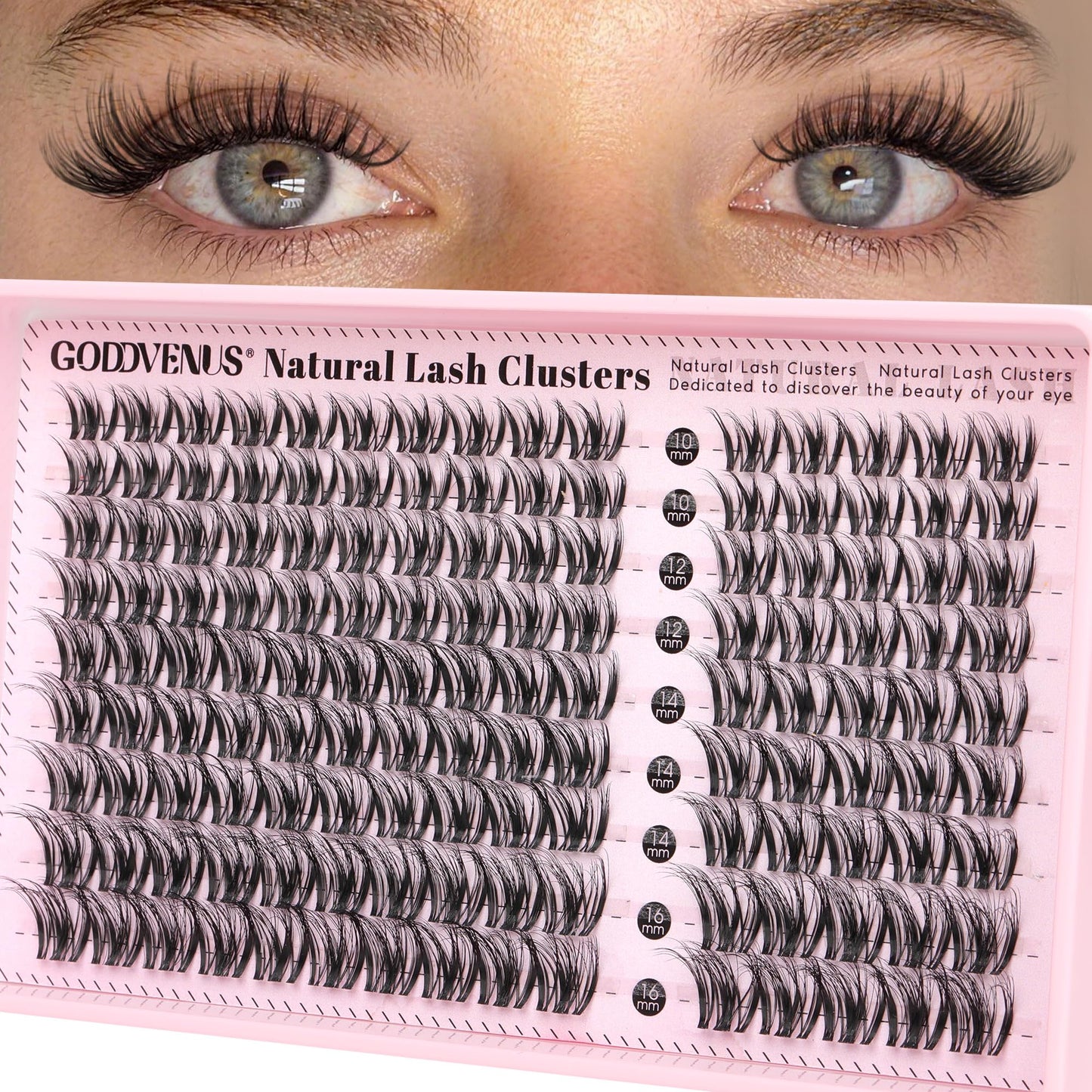 Goddvenus Brown Wispy Eye Lash Clusters Kit Natural Cluster Eyelash Extensions Kit False Eyelash Clusters Fluffy DIY Individual Lash Extensions Kit C Curl