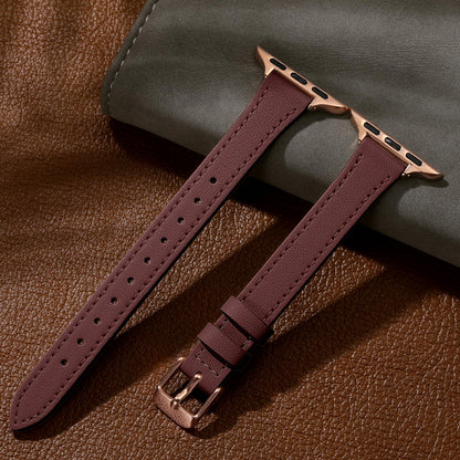 Charlam Slim Leather Band Compatible with Apple Watch Bands for Women 40mm 38mm 41mm 42mm 44mm 45mm 46mm, Top Grain Genuine Leather Strap Thin Wristband for iWatch Series 11 10 SE 9 8 7 6 5 4 3 2 1