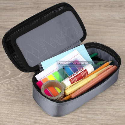 Five Star Pencil Pouch, Pen Case, High-Capacity Zipper Pouch, Storage Organizer for School Supplies Earbuds Chargers Cables Makeup, Blue/Denim (500212F-ECM)