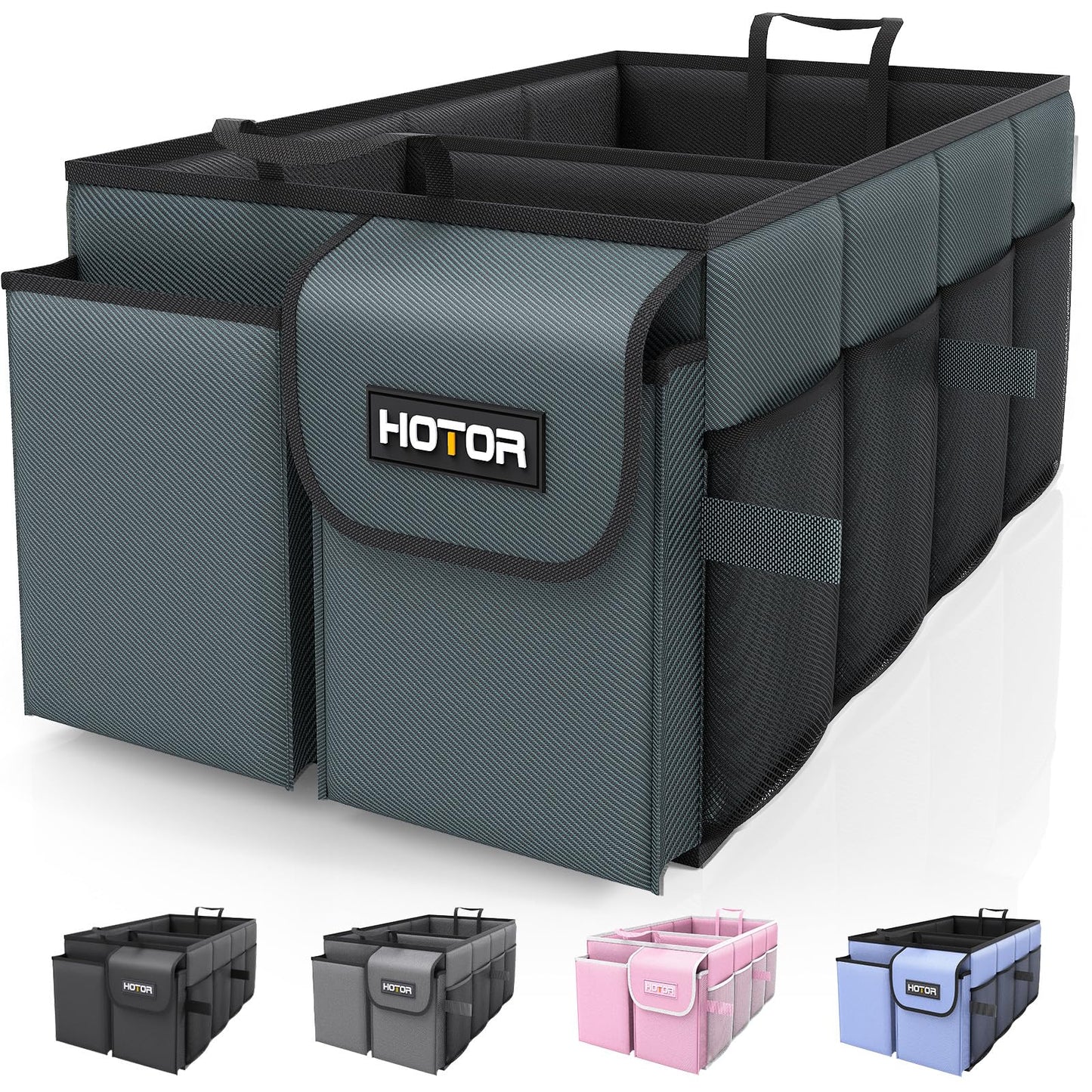 HOTOR Trunk Organizer - Foldable Car Organizer for SUVs & Sedans Storage