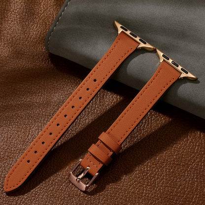 Charlam Slim Leather Band Compatible with Apple Watch Bands for Women 40mm 38mm 41mm 42mm 44mm 45mm 46mm, Top Grain Genuine Leather Strap Thin Wristband for iWatch Series 11 10 SE 9 8 7 6 5 4 3 2 1