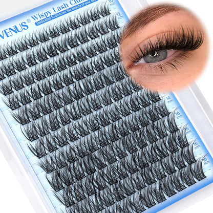 Goddvenus Brown Wispy Eye Lash Clusters Kit Natural Cluster Eyelash Extensions Kit False Eyelash Clusters Fluffy DIY Individual Lash Extensions Kit C Curl