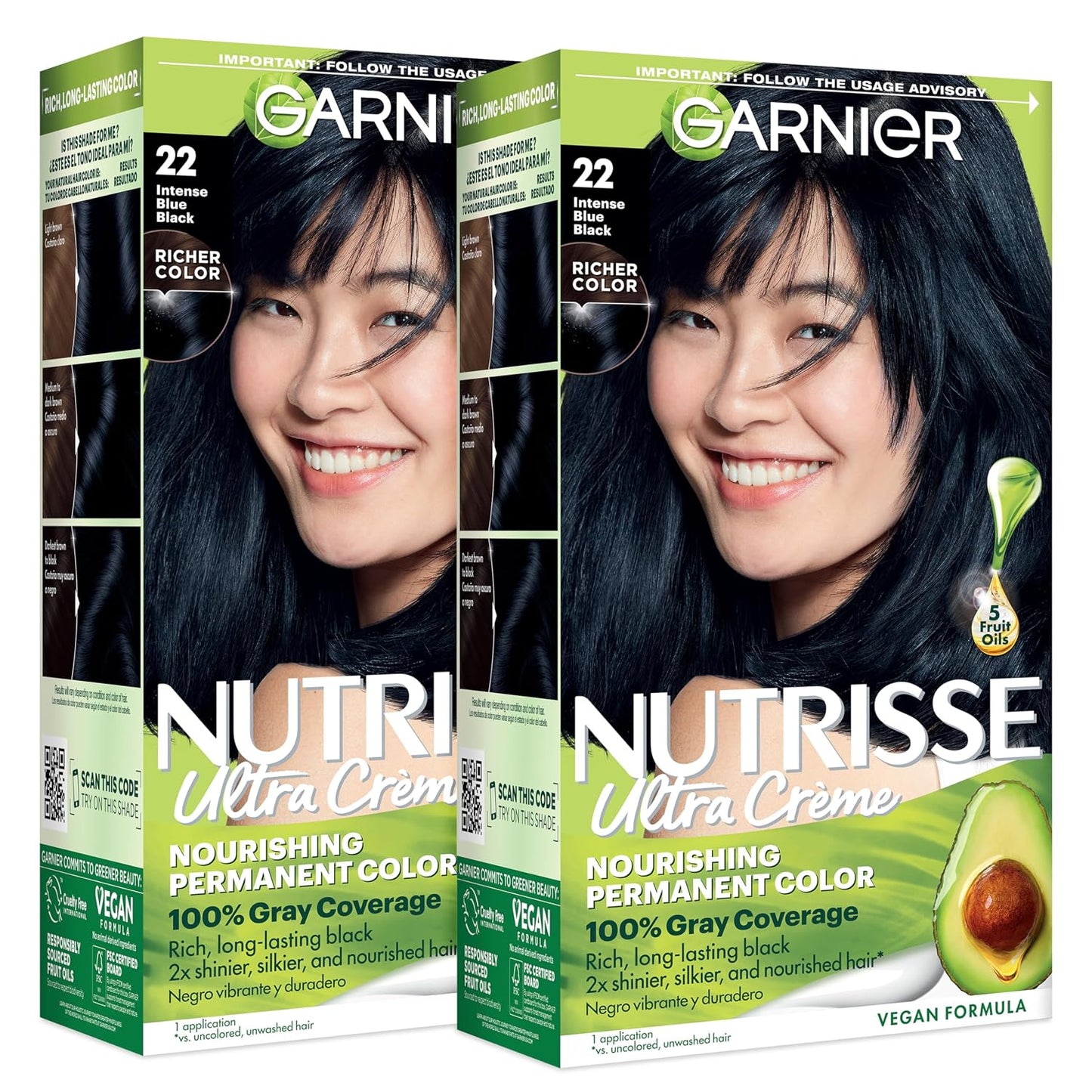 Garnier Nutrisse Ultra Crème Hair Color, Permanent Hair Dye with 100% Gray Coverage, Vegan & Cruelty-Free, 33 Darkest Golden Brown (Caramel Fudge), 1 Count