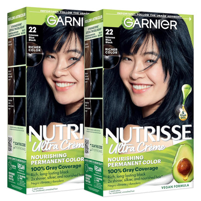 Garnier Nutrisse Ultra Crème Hair Color, Permanent Hair Dye with 100% Gray Coverage, Vegan & Cruelty-Free, 33 Darkest Golden Brown (Caramel Fudge), 1 Count
