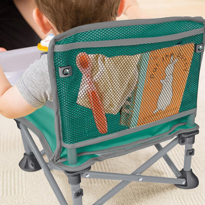 Bright Starts Pop 'N Sit Portable Booster, Indoor/Outdoor Use, Floor Seat with Feeding Tray, Teal, 6 Mos - 3 Yrs