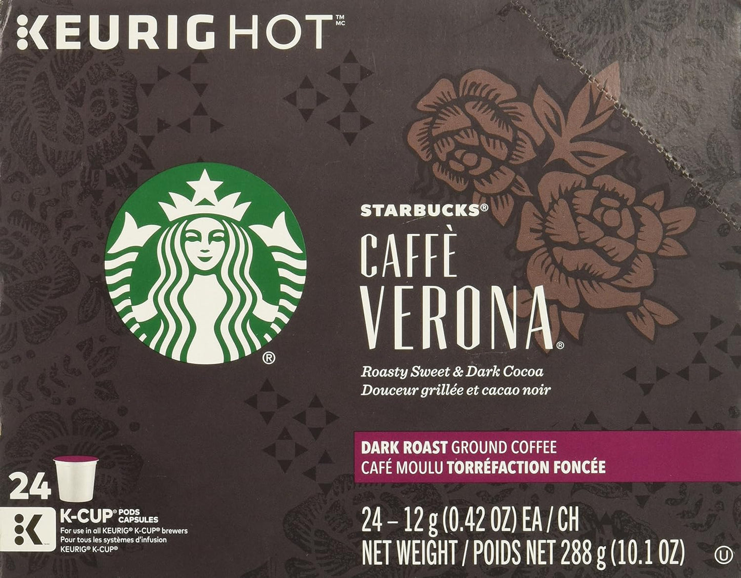 Starbucks K-Cup Coffee Pods, Dark Roast Hot or Iced Coffee, French Roast, 96 Keurig Pods