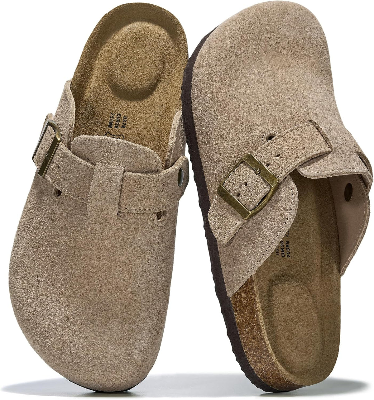 Project Cloud 100% Genuine Leather Womens Cork Footbed Clogs for Women