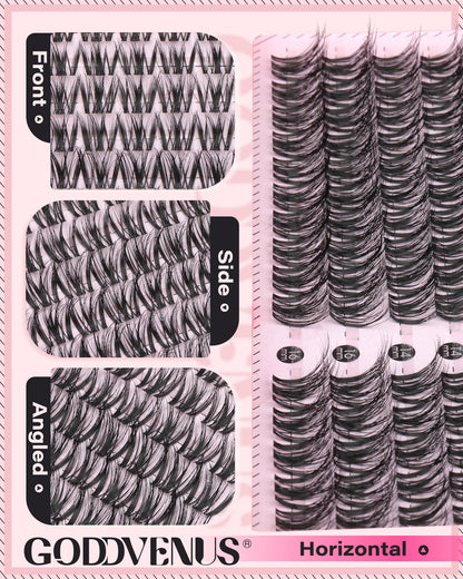 Goddvenus Brown Wispy Eye Lash Clusters Kit Natural Cluster Eyelash Extensions Kit False Eyelash Clusters Fluffy DIY Individual Lash Extensions Kit C Curl