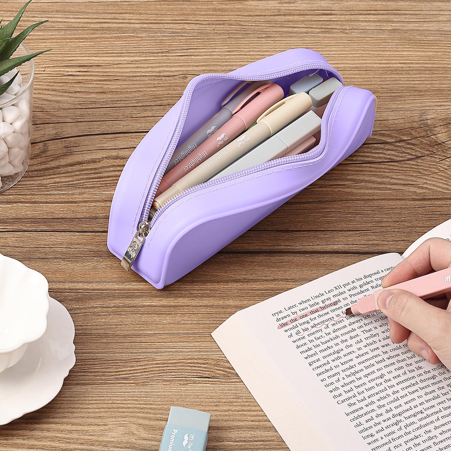 Mr. Pen- Silicone Pencil Case, Aesthetic Pencil Bag for Women, Makeup Pouch