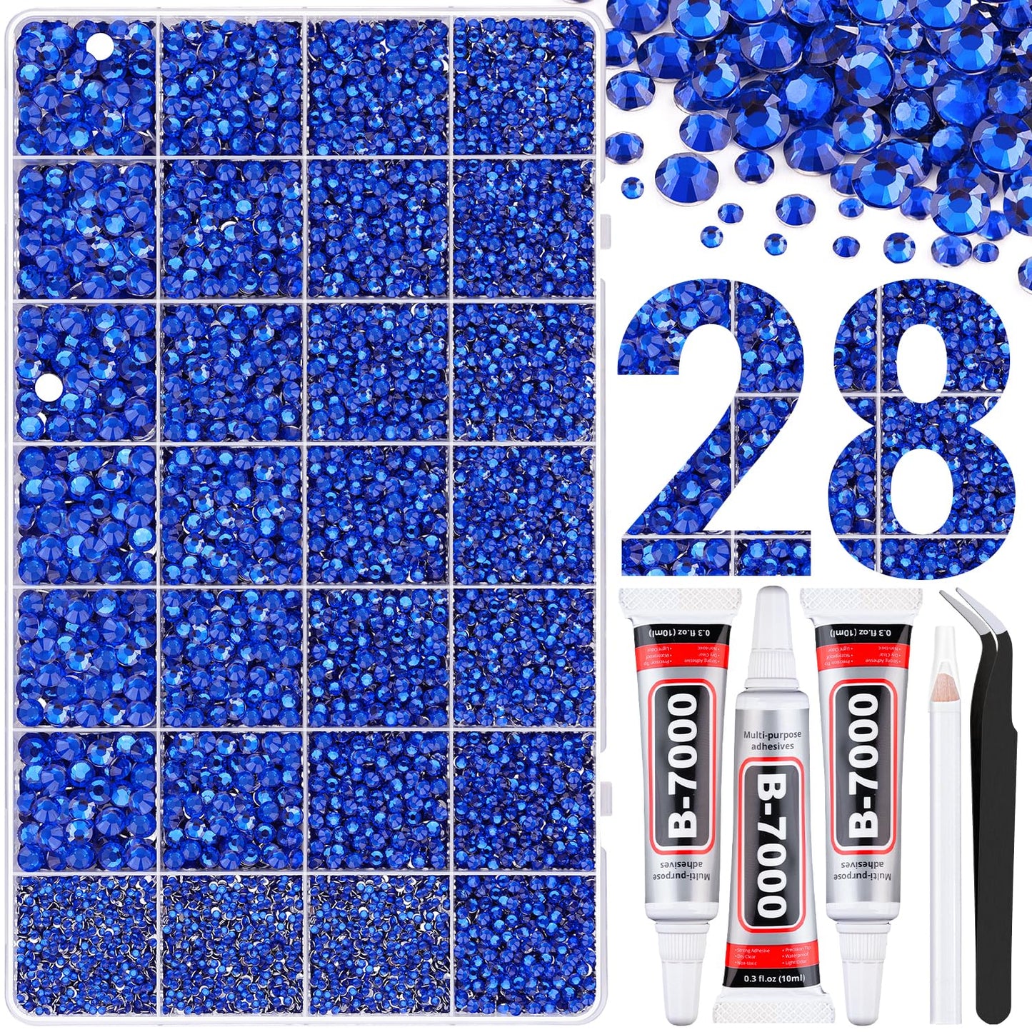 Rainbow Flatback Rhinestones for Crafting and 3PCS B7000 Glue (Set 1), 2 Boxes of 4500 PCS Resin Rhinestones Gems Charms for Bedazzling DIY Crafts Tumblers Shoes Fabric Clothing Nail Art