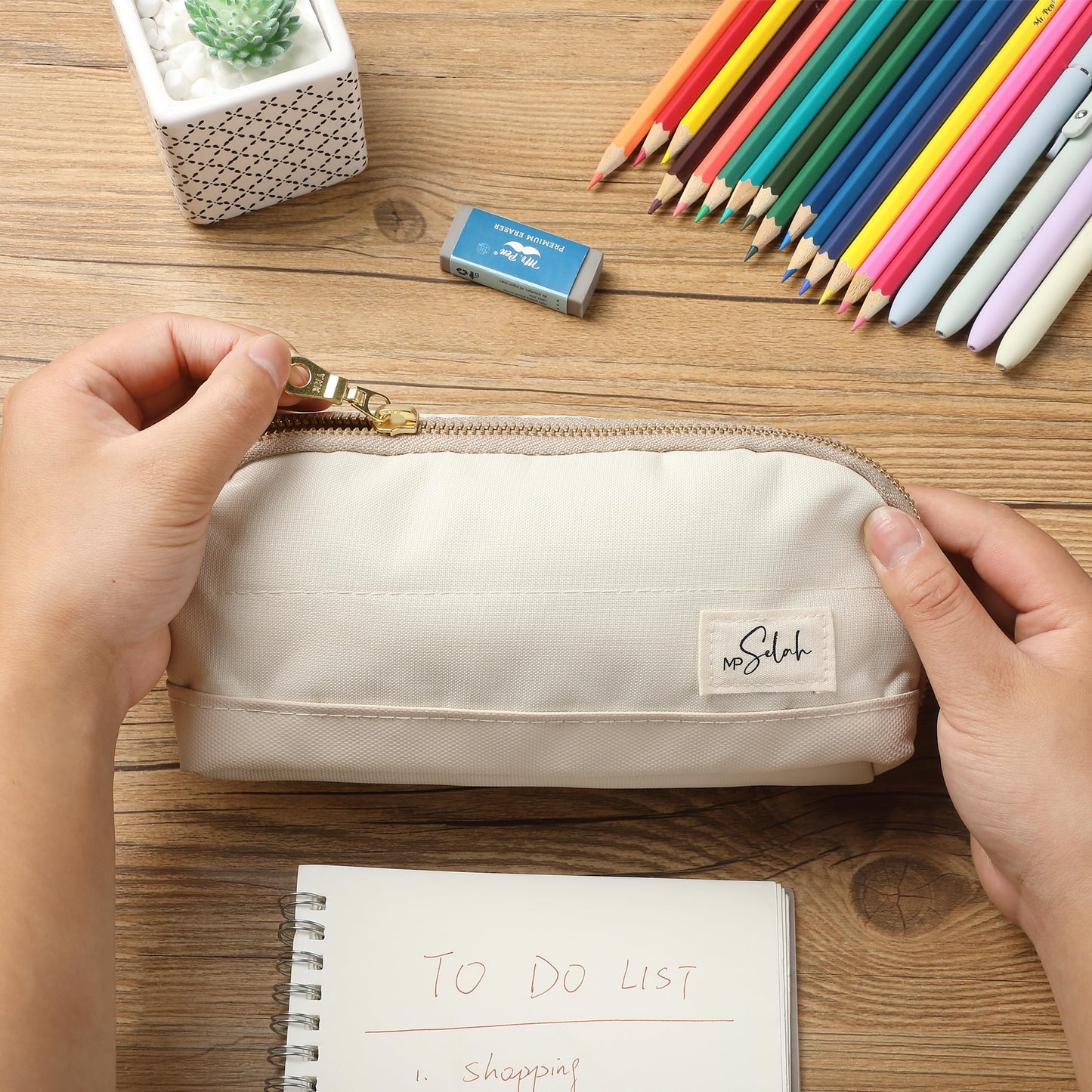 Mr. Pen- Wide-Opening Pencil Case, Triangle Design
