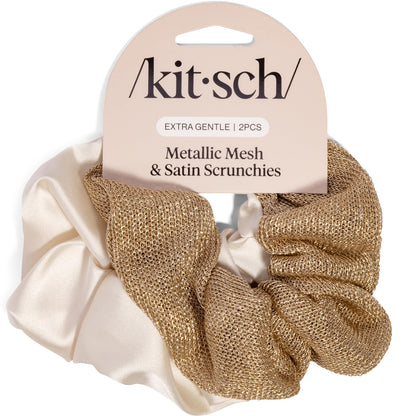 Kitsch Ultra-Petite Satin Scrunchies for Women - Eucalyptus, 6pcs