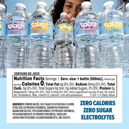 SPLASH REFRESHER Flavored Water Bottles, Mandarin Orange - 6 Pack